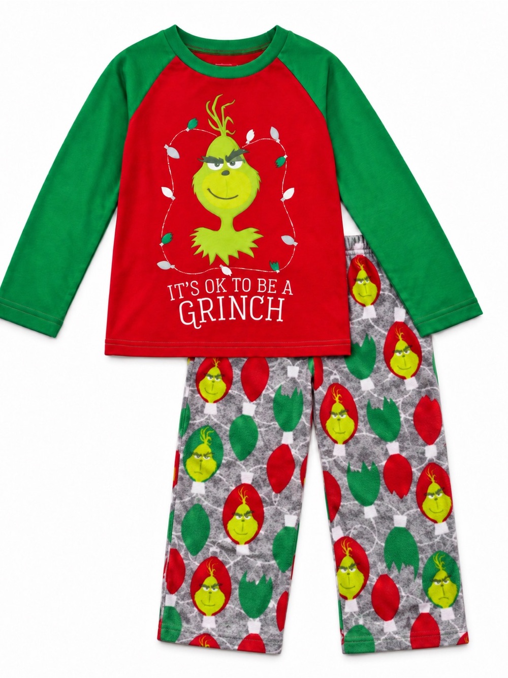Dr. Seuss Grinch Kids Pajama Set - Red, Green & Yellow 3T Unisex